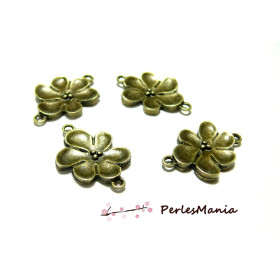 10 très jolis connecteurs fleurs bronze ref198 breloques pour création de bijoux 