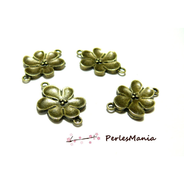 10 très jolis connecteurs fleurs bronze ref198 breloques pour création de bijoux 