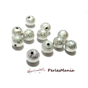 perles intercalaires stardust granitees paillettes 8mm cuivre couleur Argent Vif