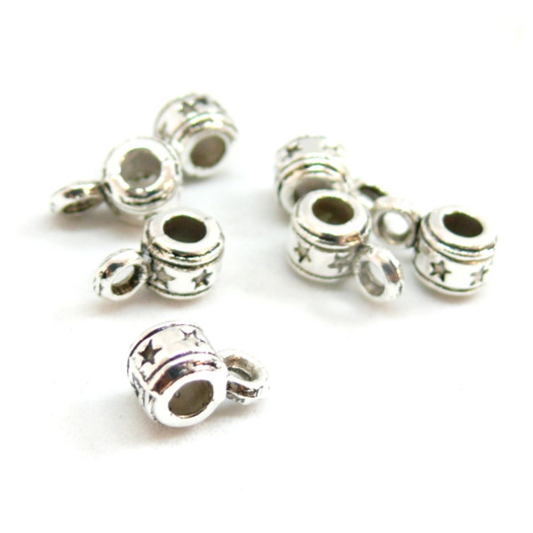 Lot de 20 pendentifs bélières Etoiles métal coloris Argent Antique ZN1989