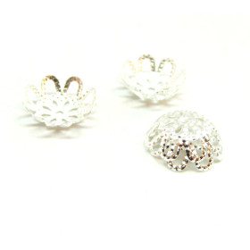 Coupelles coquille calottes Retro FLOWER 15mm couleur Argent Vif