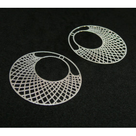 Estampes pendentif filigrane Cercle travaillée 41mm métal couleur Argent Vif