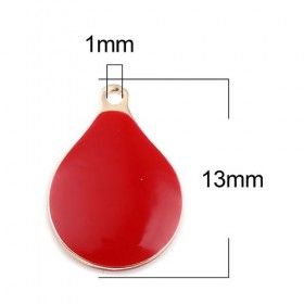 PS11669611 PAX 5 sequins émaillés Goutte 13 par 9mm Rouge sur une base en cuivre doré