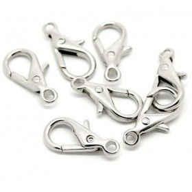 Grands fermoirs mousquetons 28mm, Porte clefs métal coloris Argent Platine