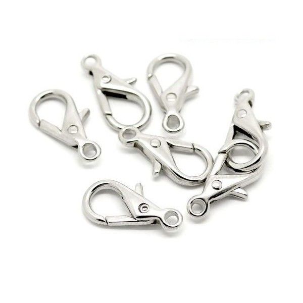 Grands fermoirs mousquetons 28mm, Porte clefs métal coloris Argent Platine