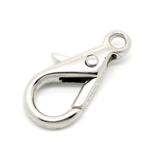 Grands fermoirs mousquetons 28mm, Porte clefs métal coloris Argent Platine