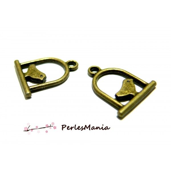 10 breloques oiseaux cage perchoir Petit Modèle Bronze ref P3160