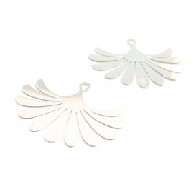 AE115854 Lot de 2 Estampes pendentif filigrane Eventail Argent Vif 29 par 35 mm