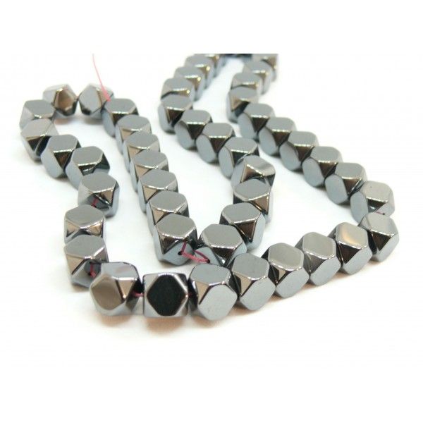 Perles Hématite Forme Polygone 10mm Gris metallisé