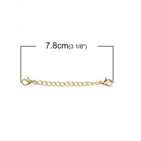 Chaines de confort 5cm, chaine d'extension avec mousquetons, finition DORE