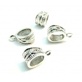 Pendentifs Bélières Triangle Torsade 15x7mm Métal Argent Antique