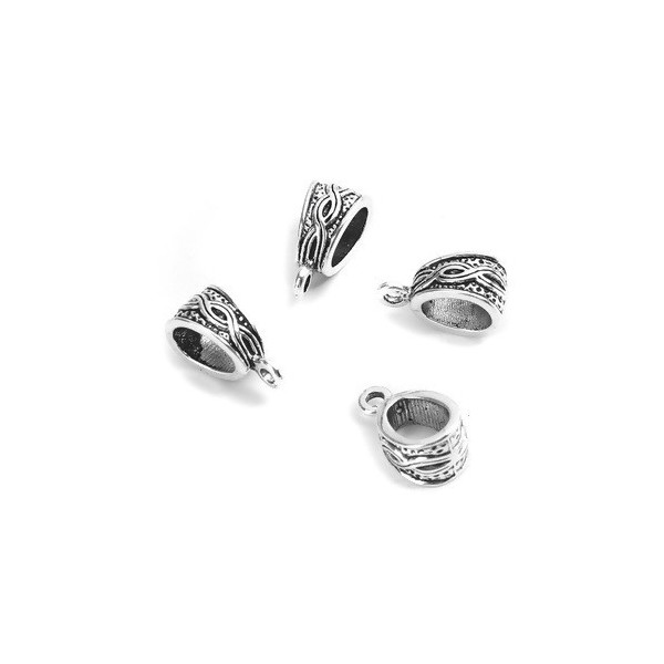 Pendentifs Bélières Triangle Torsade 15x7mm Métal Argent Antique