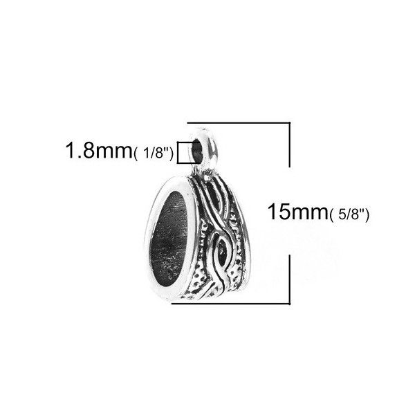 Pendentifs Bélières Triangle Torsade 15x7mm Métal Argent Antique