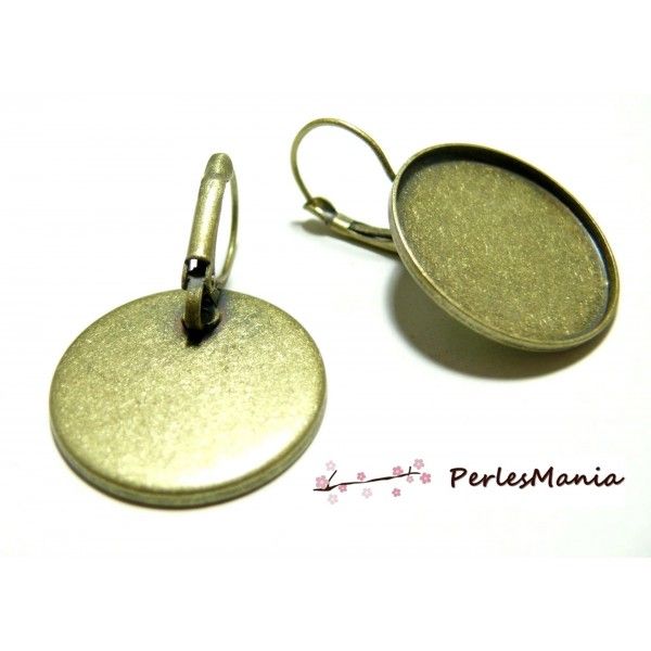 Supports boucle d'oreille DORMEUSE 25mm métal finition BRONZE