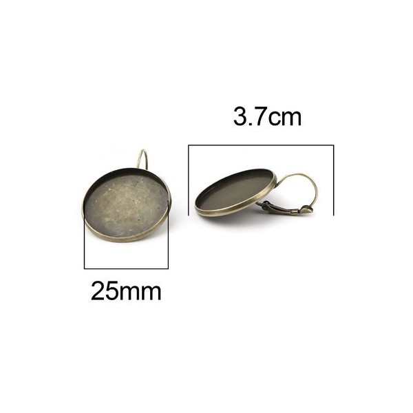 Supports boucle d'oreille DORMEUSE 25mm métal finition BRONZE
