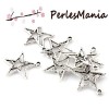 PAX 50 pendentifs breloque DUO étoiles metal couleur ARGENT ANTIQUE S1121330