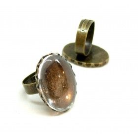 Lot de 20 pièces: PAX 10 supports de Bague Vague Qualité  18 par 25mm Laiton coloris Bronze et 10 cabochons