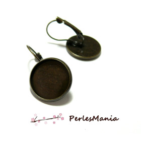 Supports de boucle d'oreille Dormeuse 14mm Laiton finition Bronze