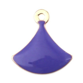 Sequins Émaillés Eventail 14x13mm Violet sur Cuivre Doré