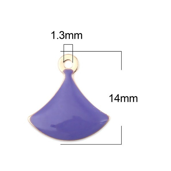Sequins Émaillés Eventail 14x13mm Violet sur Cuivre Doré