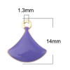 Sequins Émaillés Eventail 14x13mm Violet sur Cuivre Doré
