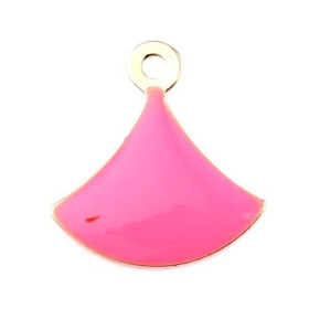 sequins émaillés Eventail 14 par 13mm Rose sur une base en cuivre doré