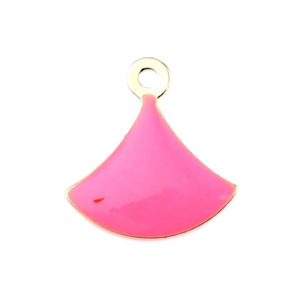 sequins émaillés Eventail 14 par 13mm Rose sur une base en cuivre doré