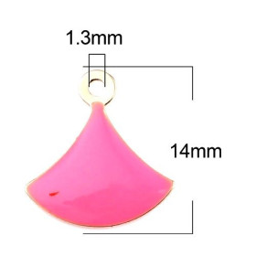 sequins émaillés Eventail 14 par 13mm Rose sur une base en cuivre doré