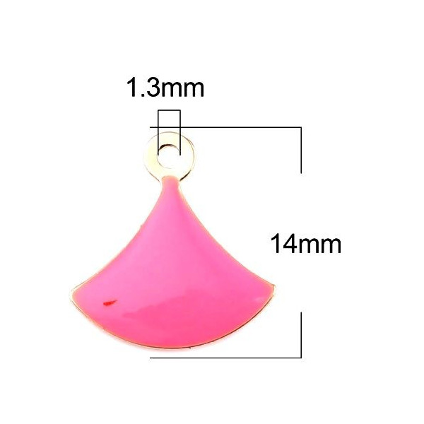 sequins émaillés Eventail 14 par 13mm Rose sur une base en cuivre doré