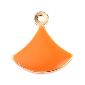 sequins émaillés Eventail 14 par 13mm Orange sur une base en cuivre doré