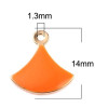 sequins émaillés Eventail 14 par 13mm Orange sur une base en cuivre doré