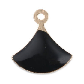 sequins émaillés Eventail 14 par 13mm Noir sur une base en cuivre d