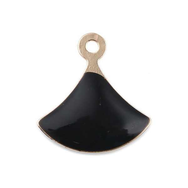 sequins émaillés Eventail 14 par 13mm Noir sur une base en cuivre d