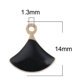 PS11669597 PAX 5 sequins émaillés Eventail 14 par 13mm Noir sur une base en cuivre doré