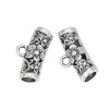 Pendentifs bélières tube fleurs 20 x 11mm métal argent antique