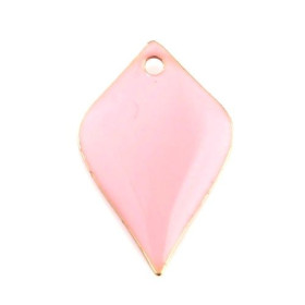 Sequins Émaillés Pétaline Losange Arrondi 18x12mm Rose – Cuivre Doré