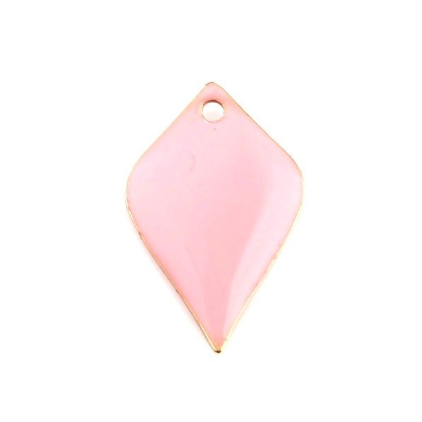 Sequins Émaillés Pétaline Losange Arrondi 18x12mm Rose – Cuivre Doré