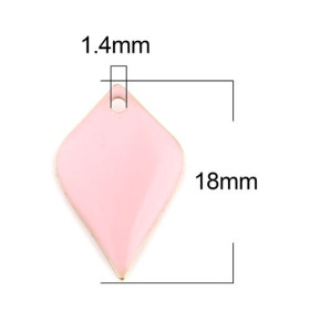 Sequins Émaillés Pétaline Losange Arrondi 18x12mm Rose – Cuivre Doré