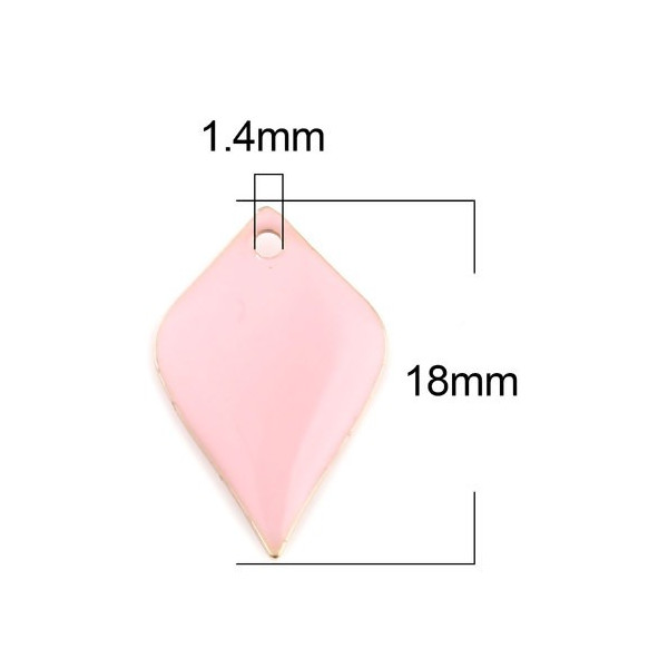Sequins Émaillés Pétaline Losange Arrondi 18x12mm Rose – Cuivre Doré