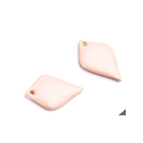 Sequins Émaillés Pétaline Losange Arrondi 18x12mm Rose – Cuivre Doré