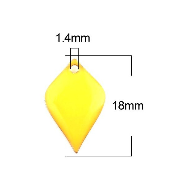 Sequins Émaillés Pétaline Losange Arrondi 18x12mm Jaune Cuivre Doré