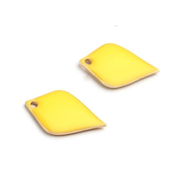 Sequins Émaillés Pétaline Losange Arrondi 18x12mm Jaune Cuivre Doré