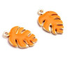 sequins émaillés Feuille Montserrat 13mm Orange sur une base en cuivre doré