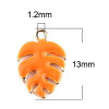PS11669587 PAX 4 sequins émaillés Feuille Montserrat 13mm Orange sur une base en cuivre doré