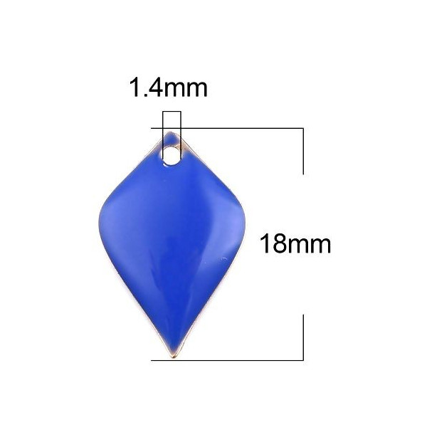 Sequins émaillés Pétaline, losange arrondi 18 par 12mm Bleu Roi