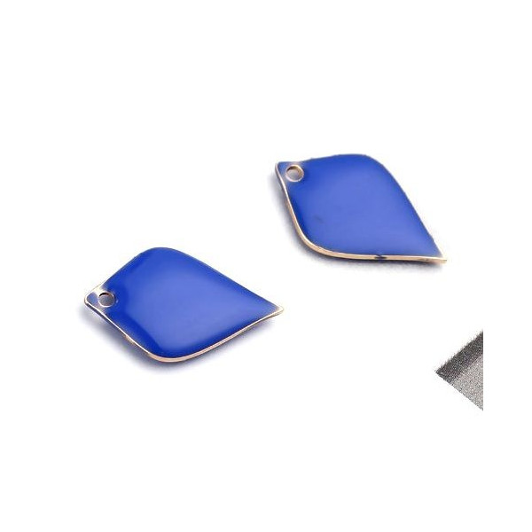 Sequins émaillés Pétaline, losange arrondi 18 par 12mm Bleu Roi