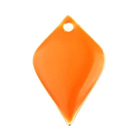 sequins médaillons émaillés Pétaline, losange arrondi 18 par 12mm Orange sur une base en cuivre doré