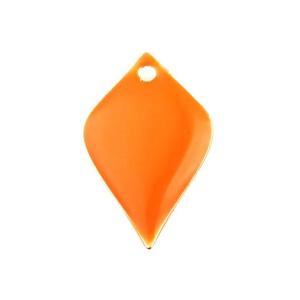 sequins médaillons émaillés Pétaline, losange arrondi 18 par 12mm Orange sur une base en cuivre doré