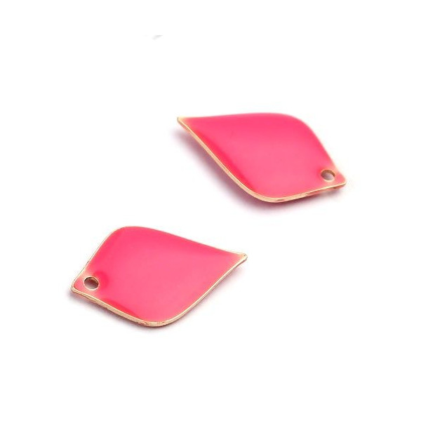 Sequins émaillés Pétaline, losange arrondi 18 par 12mm Rose Flashy