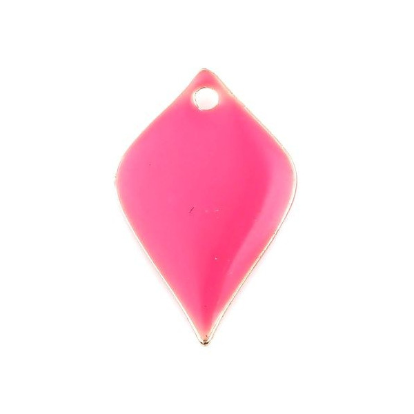 Sequins émaillés Pétaline, losange arrondi 18 par 12mm Rose Flashy